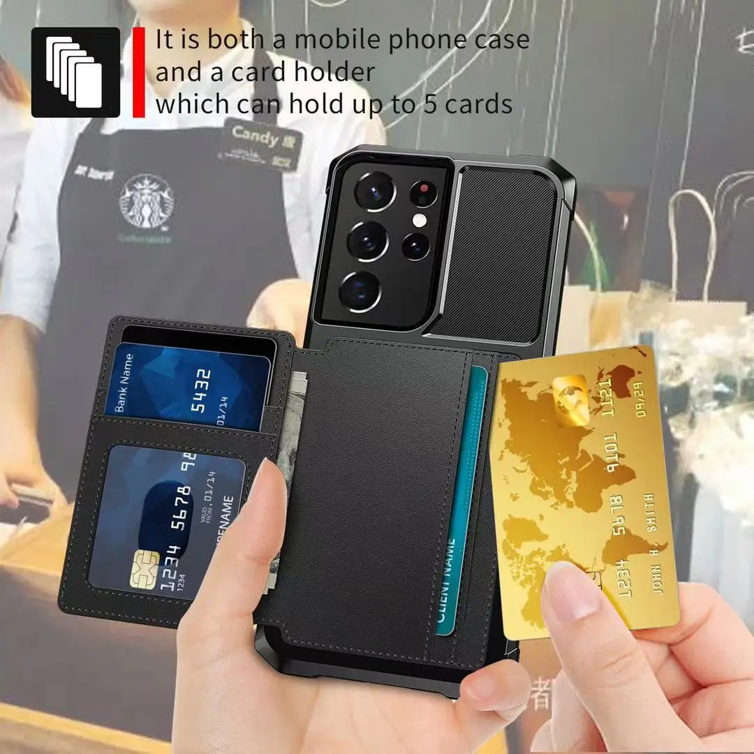 Для Samsung Galaxy S21 Ultra Plus чехол для кредитных карт из искусственной кожи с откидной