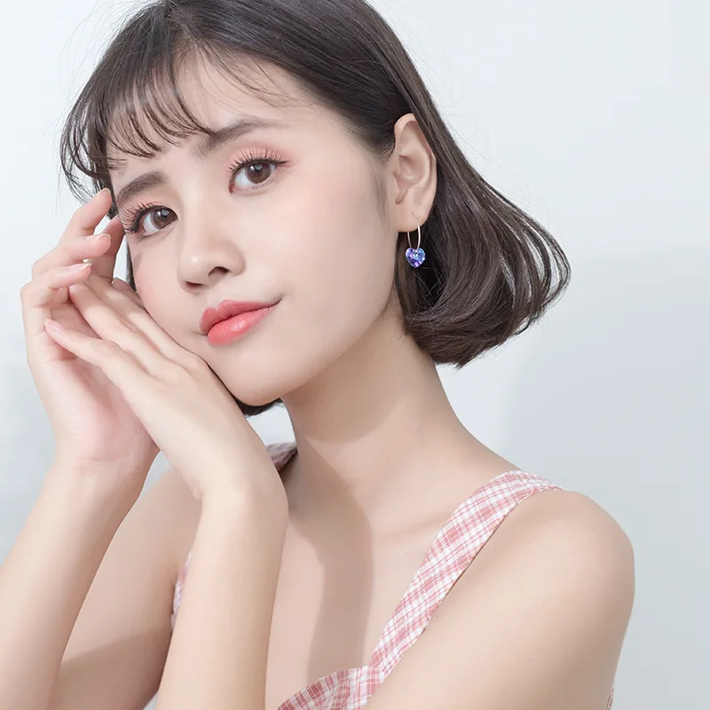 

Женские серьги-кольца из серебра 100% пробы, с кристаллами