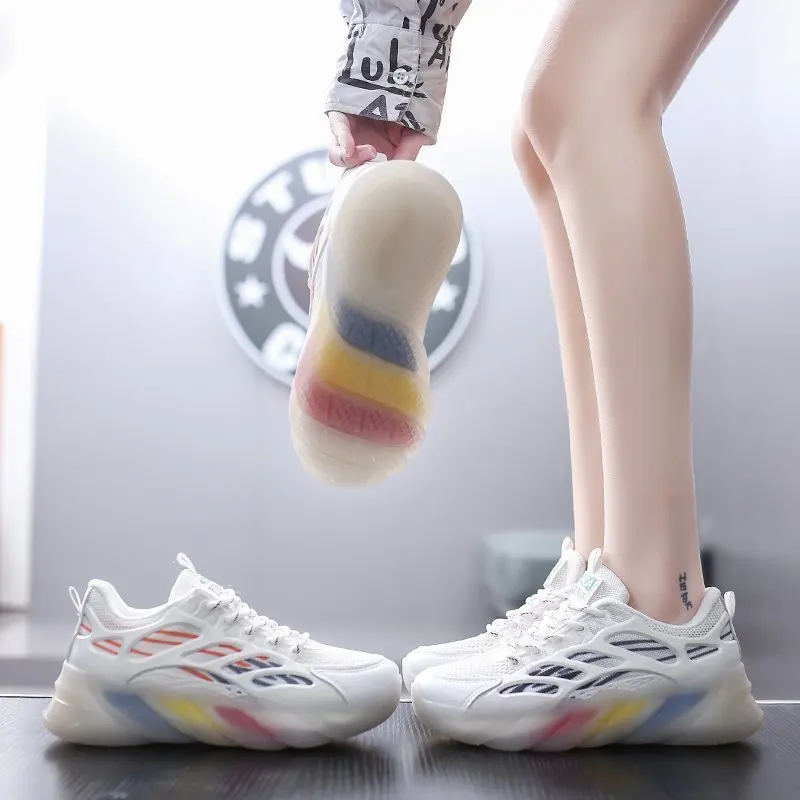 

2021 Women Shoes Casual White Sneakers Fashion Light Flat Platform Breathable Tennis Shoe Chunky Sneakers Women Zapatos De Mujer