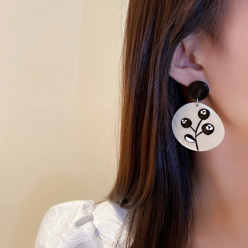 

LOVOACC Multiple Colorful Painting Arcylic Earrings for Women 2021 Flower Cherry Bird Geometrial Resin Dangle Earrings Oorbellen
