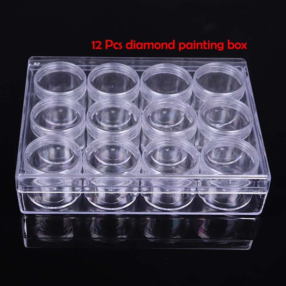 

12/34/36Pcs Bottles Transparent Diamond Painting Beads Storage Bottle Embroidery Beads Storage Container Box Bollte Size