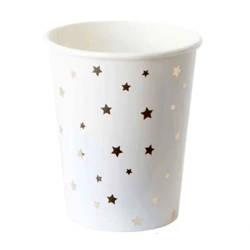 

New Gold Stamping Five-Pointed Star Disposable Paper Cups Party Supplies Tableware