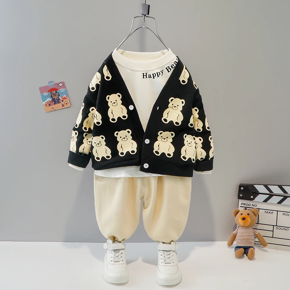 Комплекты одежды для мальчиков 3 шт. 2022 Модный хлопковый материал с медведем