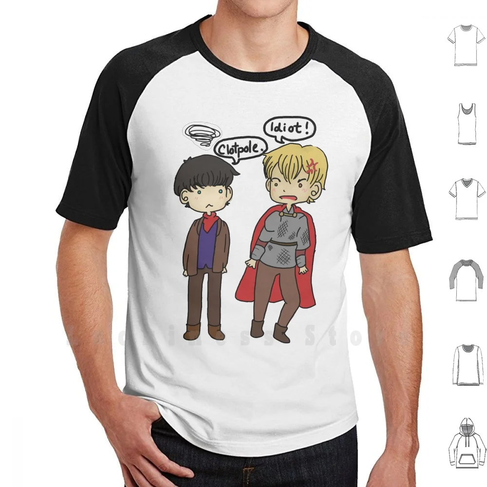 Футболка Merlin &amp Arthur большой размер 100% хлопок Emrys Pendragon Chibi Kawaii Colin Morgan Bradley