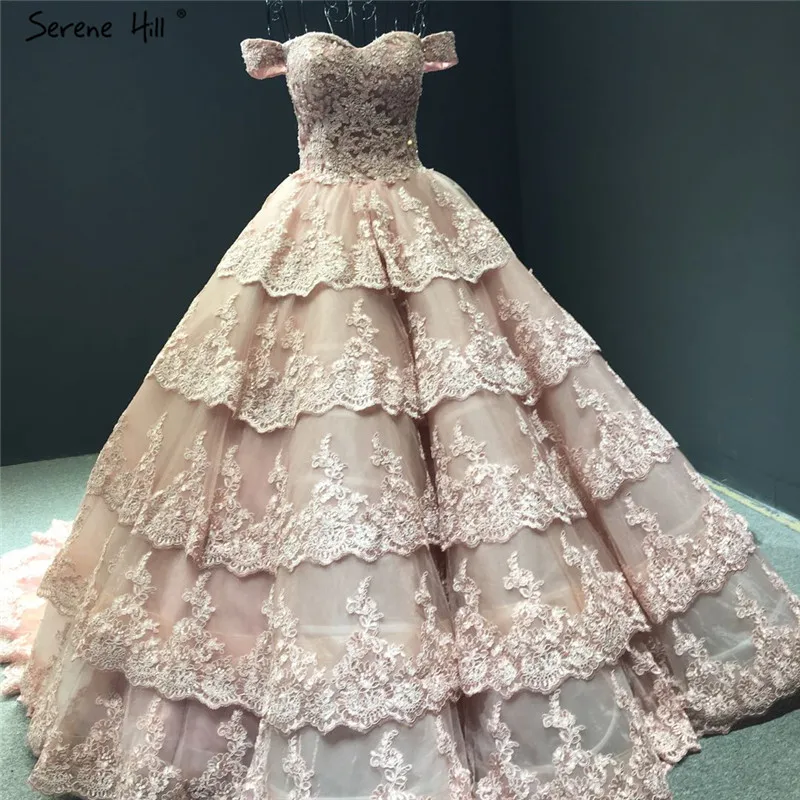 pink Роскошное кружевное многослойное сексуальное свадебное платье цвета красного вина без рукавов с отделкой бисером реальное изображение HM66786 на заказ - Цвет: pink