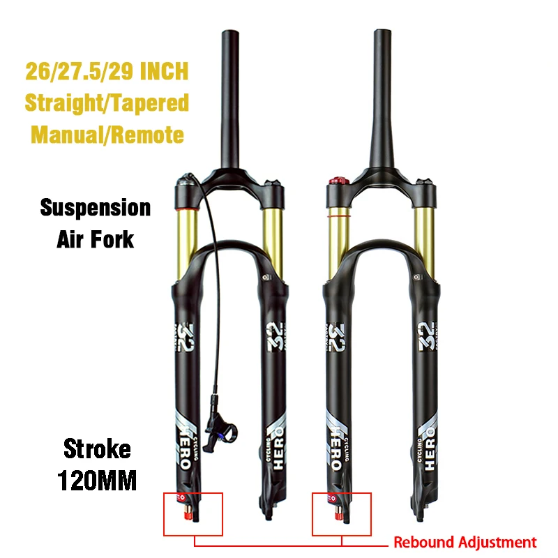 

JarSup 26/27.5/29 Inch MTB Bike Fork Rebound Adjustment Suspension Air Fork Stroke 120MM Aluminum Alloy Bicycle Accessoies