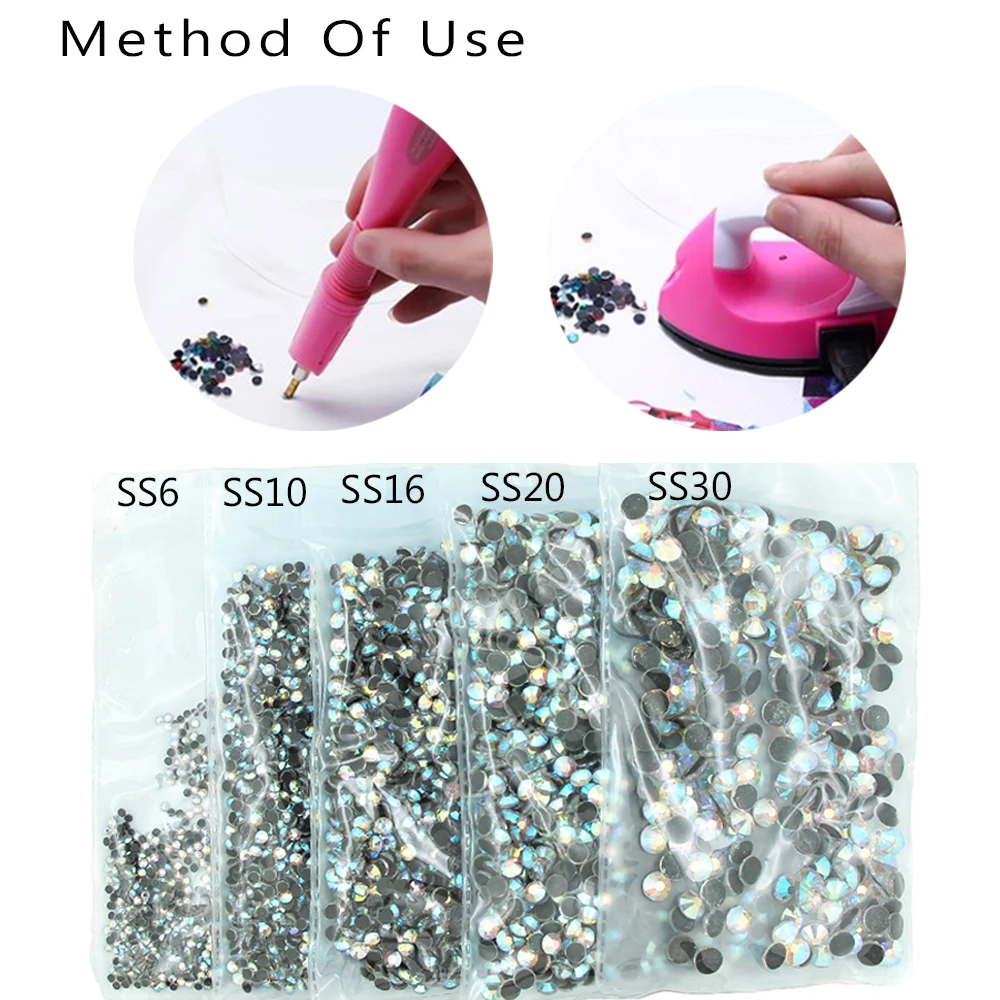 SS6 SS30 Стразы радужные стразы с горячей фиксацией плоской задней частью