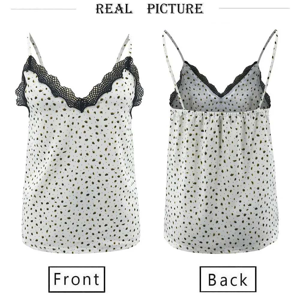 

Summer Sexy Lace Tank Top Women Fashion Floral Print Lace Patchwork Tops V Neck Sleeveless Backless Vest Casual Female Camisole