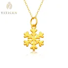 Шеи подвески для женщин 999 из чистого золота Рождественская Снежинка Золотая подвеска с цепочкой на шее женские ювелирные изделия с покрытыем цвета чистого 24 каратного золота кулон