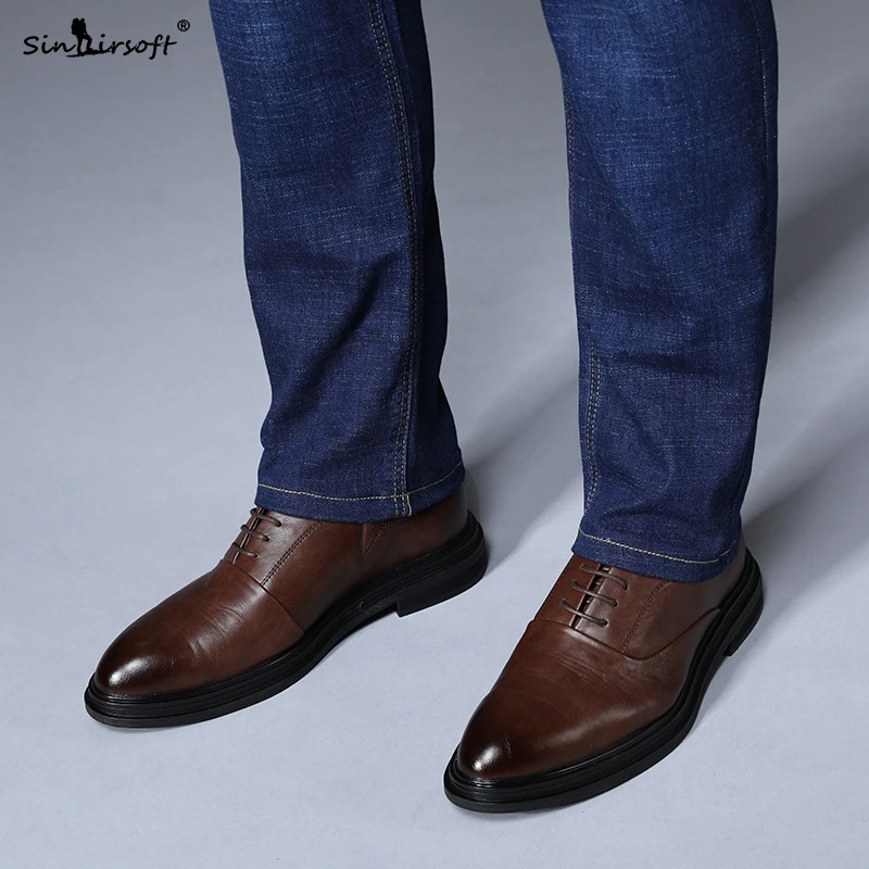 Мужские джинсовые однотонные джинсы высокого качества прямые повседневные