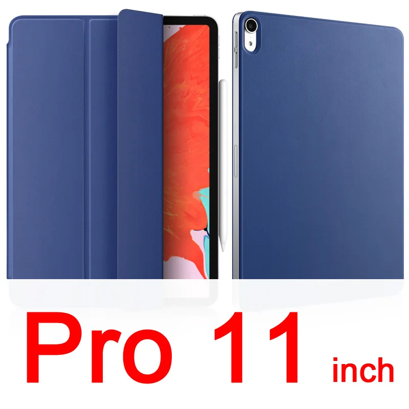 Для Face ID 11 12,9 дюймов iPad Pro, магнитный ультратонкий умный чехол-подставка в виде книжки - Цвет: Navy for Pro11