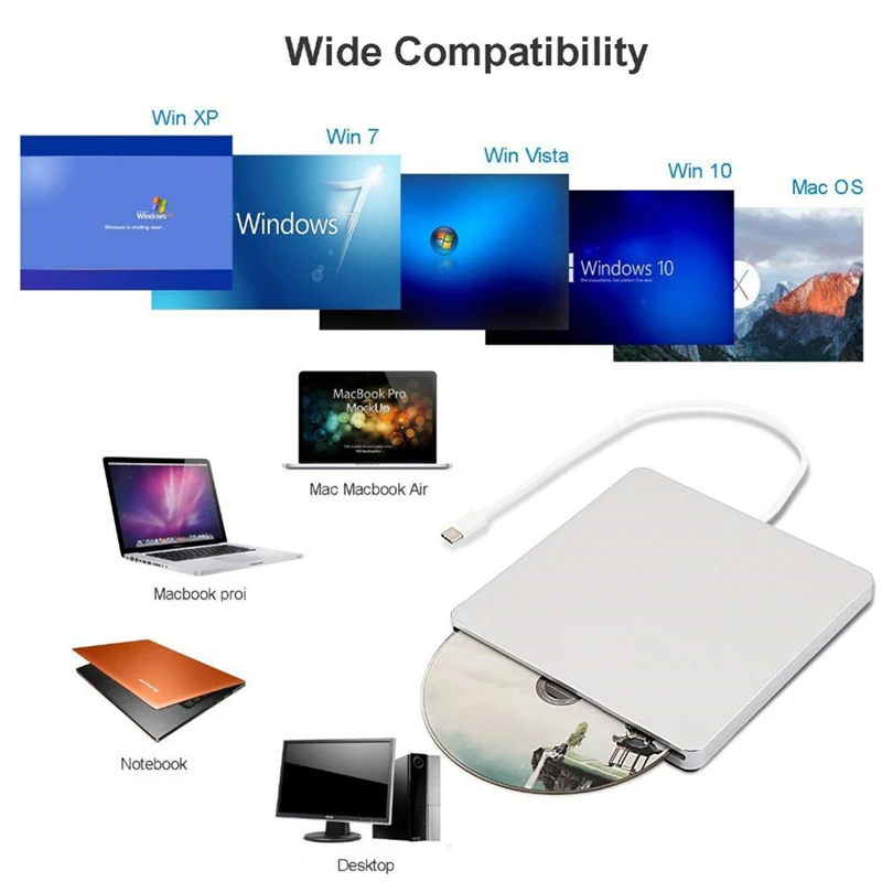 Тип C USB 3 0 внешний CD DVD привод портативный CD/DVD RW горелки оптический диск