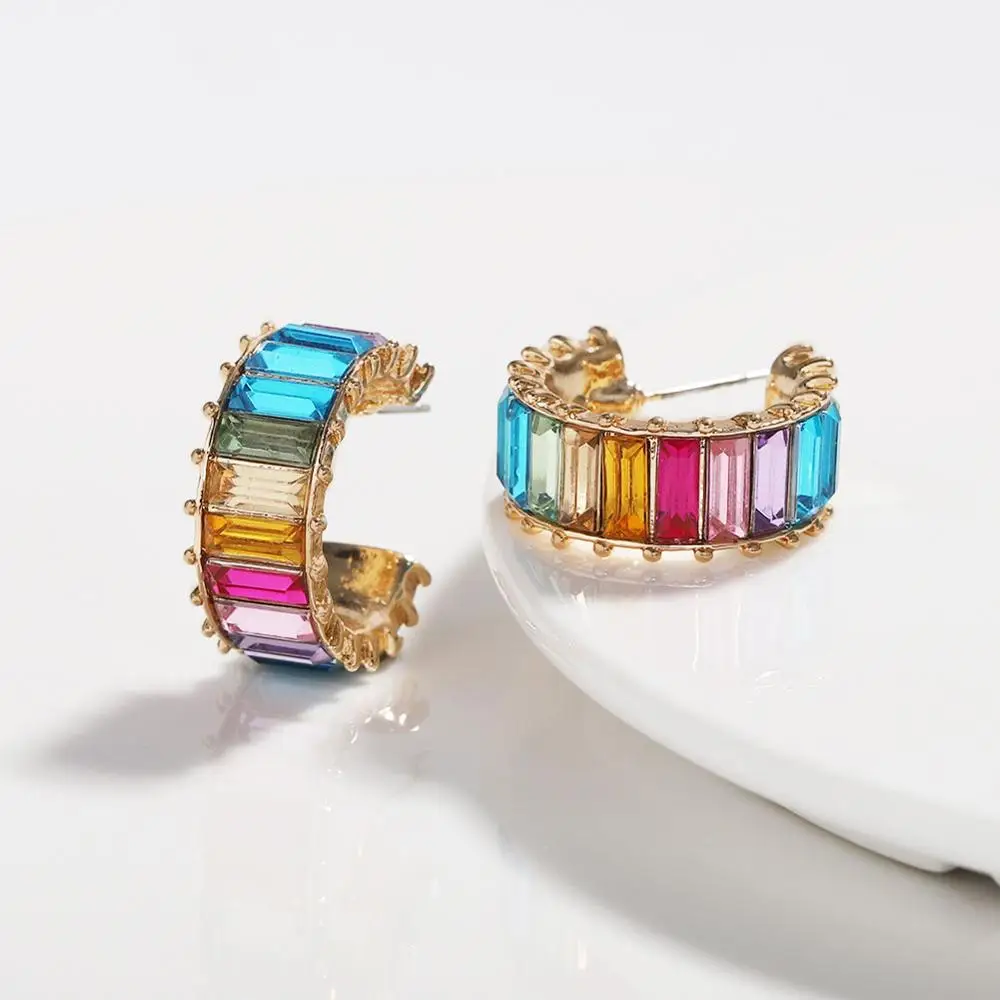 Multi Color Лучшие женские новые модные серьги-кольца с фианитами для женщин, роскошный кубический цирконий, свадебный подарок, винтажные медные массивные серьги - Окраска металла: Multi Color