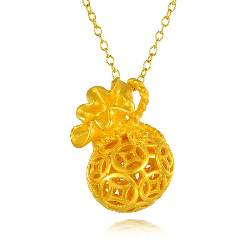 

Новое поступление 24K желтое золото кулон женский полый мешок кулон 2,1G