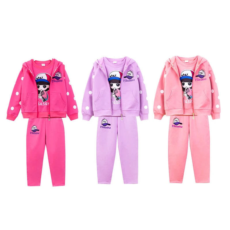 Осенний спортивный костюм для девочек 3 шт./компл. комплект одежды подростков