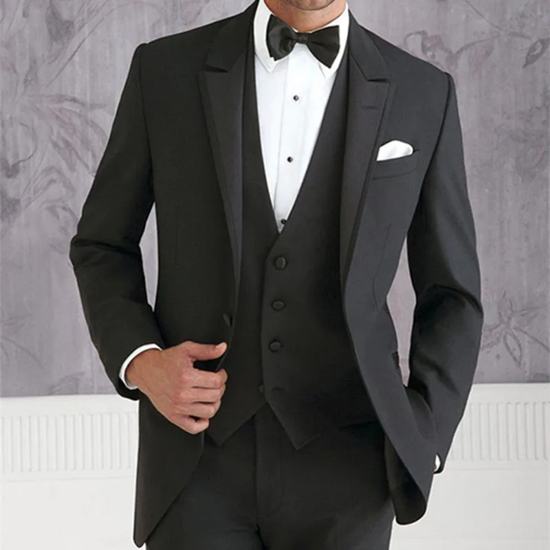 

New 2021 Custme Made Black Men Suits Terno Slim Fit Fashion Wedding Party Prom Man suit Tuxedos Jacket+Pants+Vest