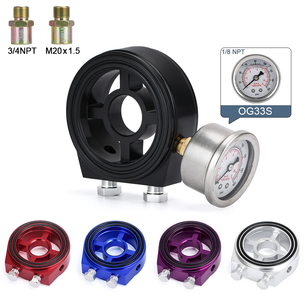 WLR RACING M20X1.5 3/4 16 1/8 NPT алюминиевый гоночное масло манометр Масляный фильтр Кулер
