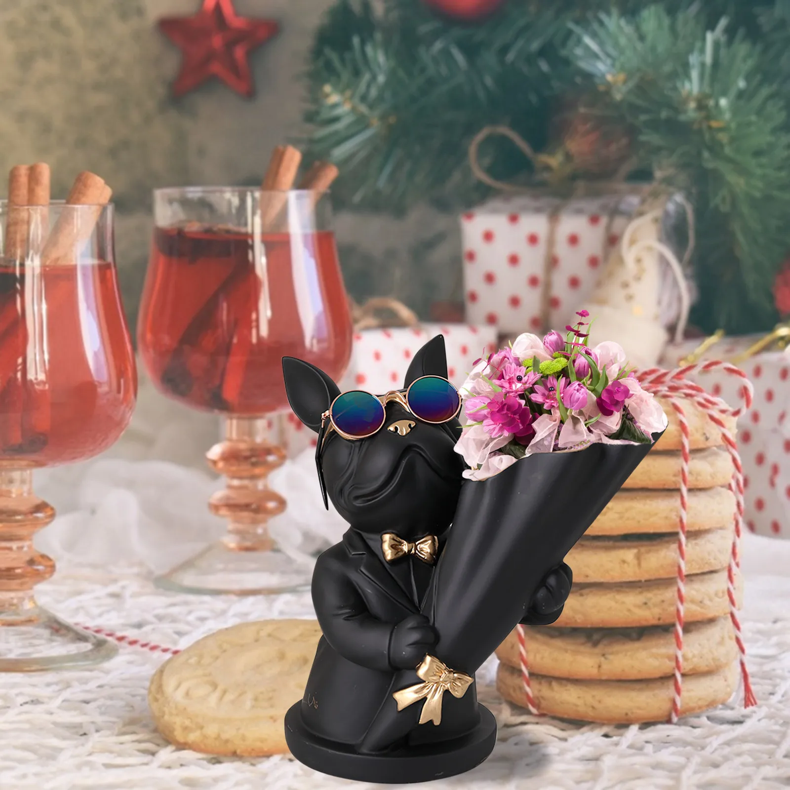 

Fashionable Porch Tv Cabinet Bouquet Dog Flower Arrangement Gift Creative Multicolor Holiday Diy Decorations Accessories