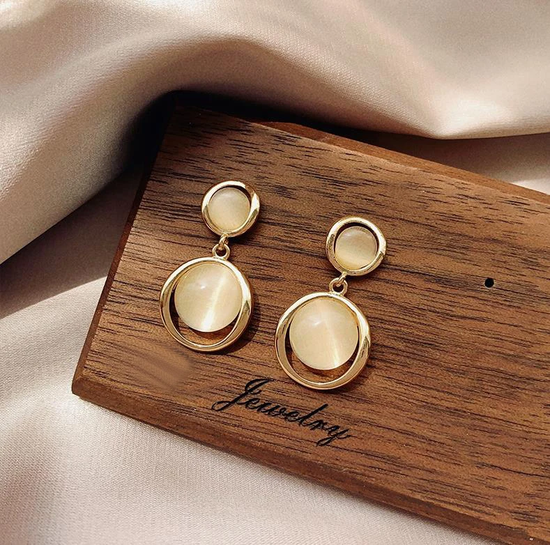 Лидер продаж Новинка Корейская мода темперамент милый двойной круглый камень