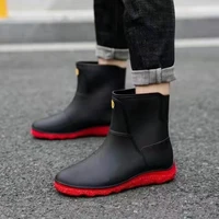 mens rain boots waterproof men ankle boots platform rain shoes fashion flats men casual rainboots man rubber rain galoshoes new