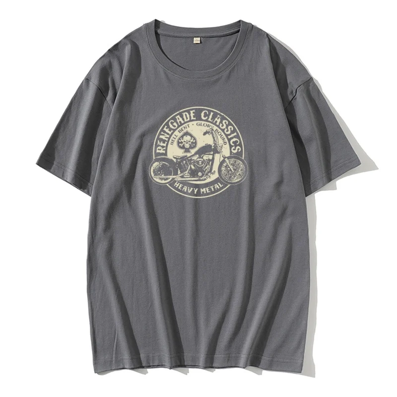 

Men's Vintage Glory Bounds Motorcycle USA T-Shirt Heavy Metal Men T Shirt Motor Tops 100% Cotton Retro Tees Male