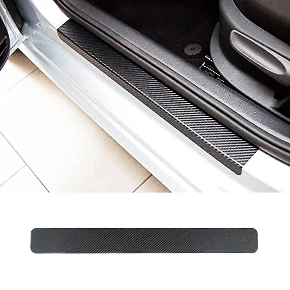 

Black Car Door Sill Carbon Fiber Stickers Car Sill Scuff Protector Cover Door Plate Sticker 4D Carbon Fiber Anti Scratch