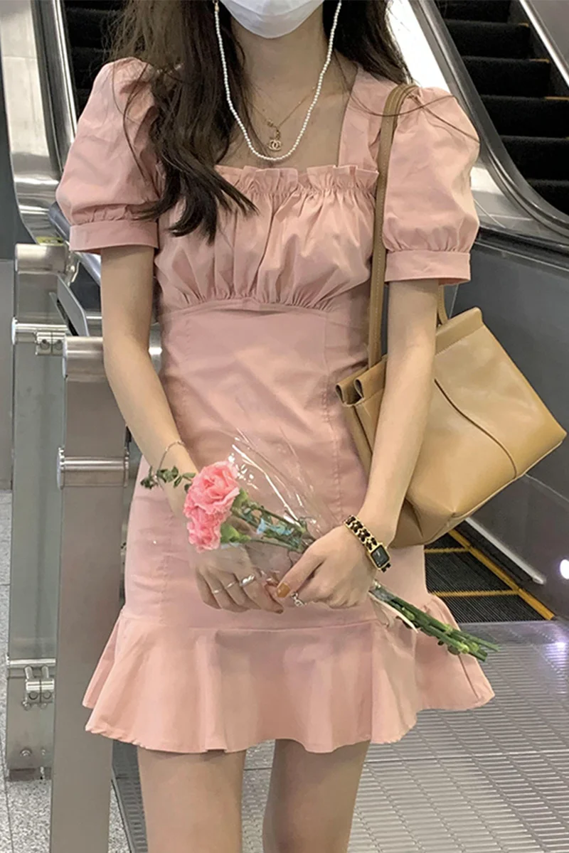 Платье женское с пышными рукавами и оборками | Женская одежда