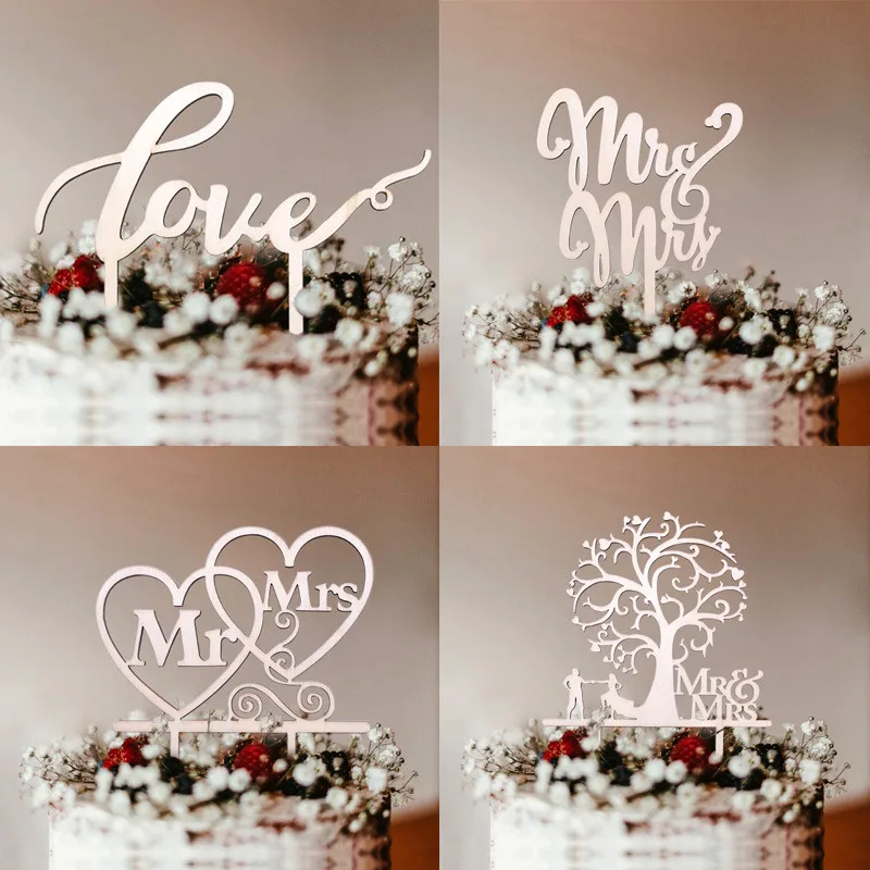 Mr& Mrs свадебный торт Топпер деревянные буквы кекс DIY день рождения для романтической свадьбы, вечеринки декор торта рождественские украшения для дома