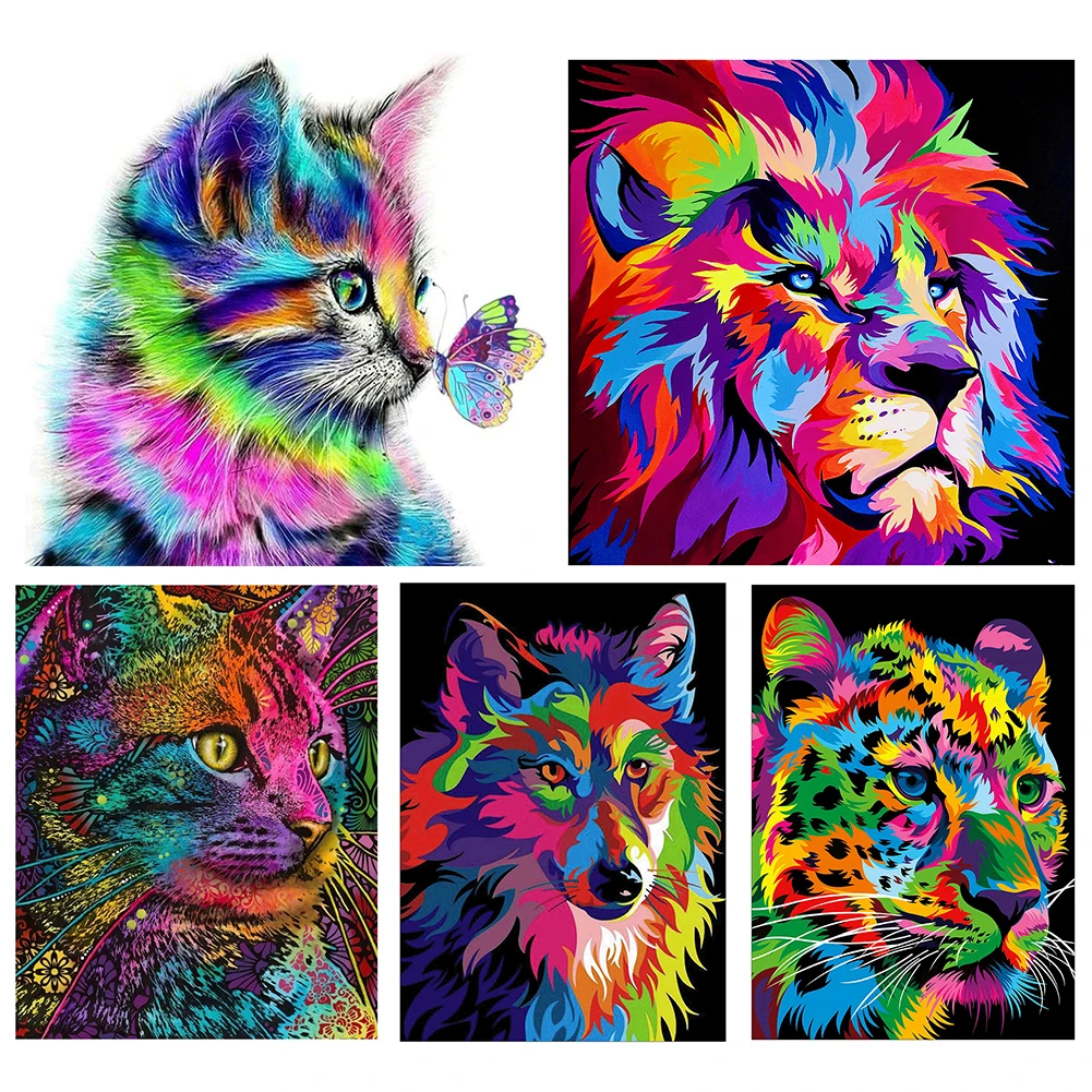 

Набор для вышивки крестиком с красочным рисунком животных, абстрактное искусство, живопись, 11CT, Набор для вышивки вышивка-Шитье сделай сам