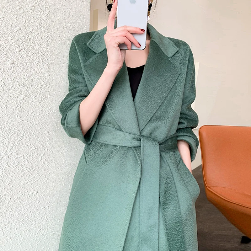 Новинка Осень зима 2020 модное шерстяное пальто женское длинное утепленная ткань в