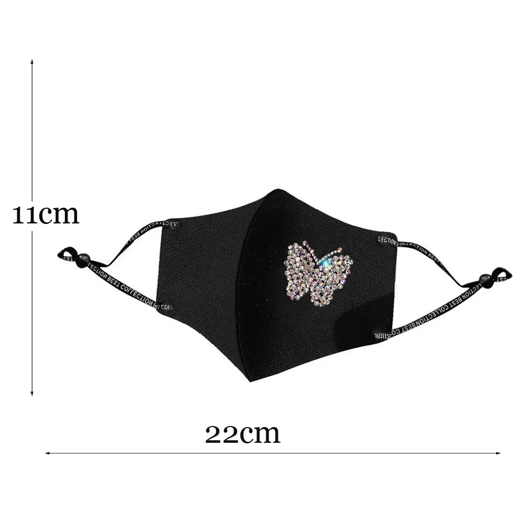 

Reusable Mask Mask Windproof Pollution Respirator Solid Color Butterfly Print Female Four Seasons Comfortable Breathable