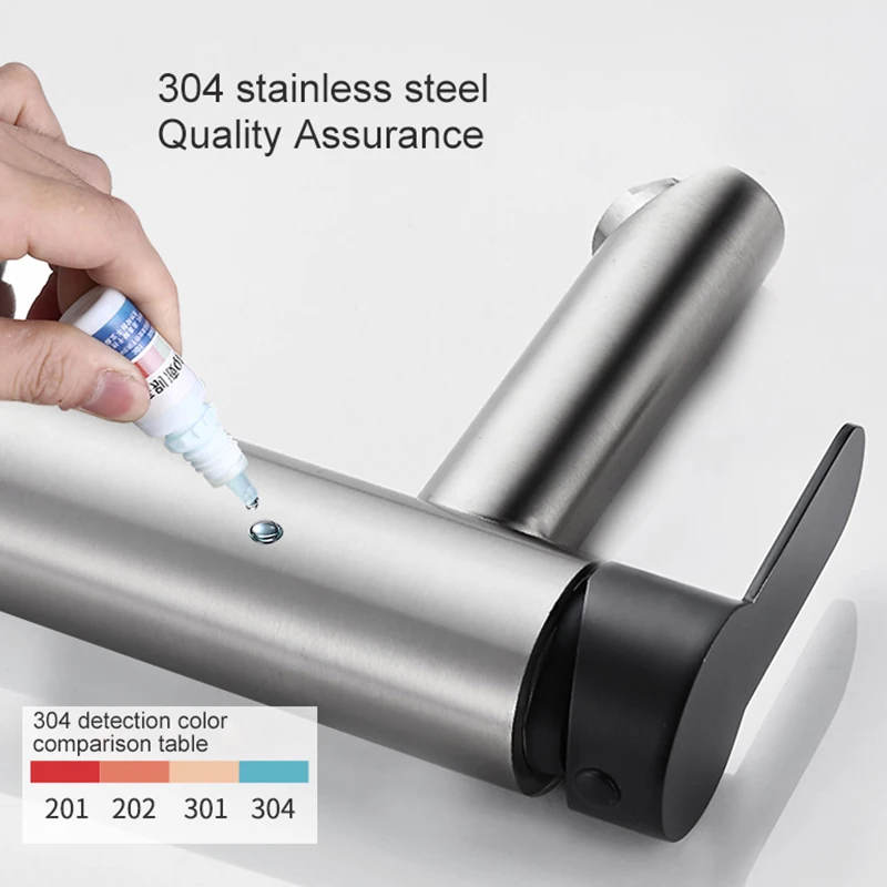 Смеситель для раковины MOLI из нержавеющей стали 304 Черный кран матового никеля с