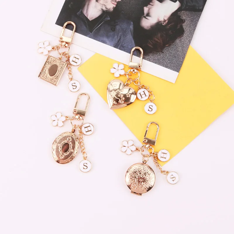 Модная фоторамка памяти брелок с медальоном золото Цвет романтический цветок