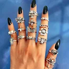 Женское кольцо в стиле хип-хоп FNIO, Винтажное кольцо серебряного цвета в готическом стиле с изображением черепа, цветка, ангела, бабочки, сердца, модное Ювелирное Украшение