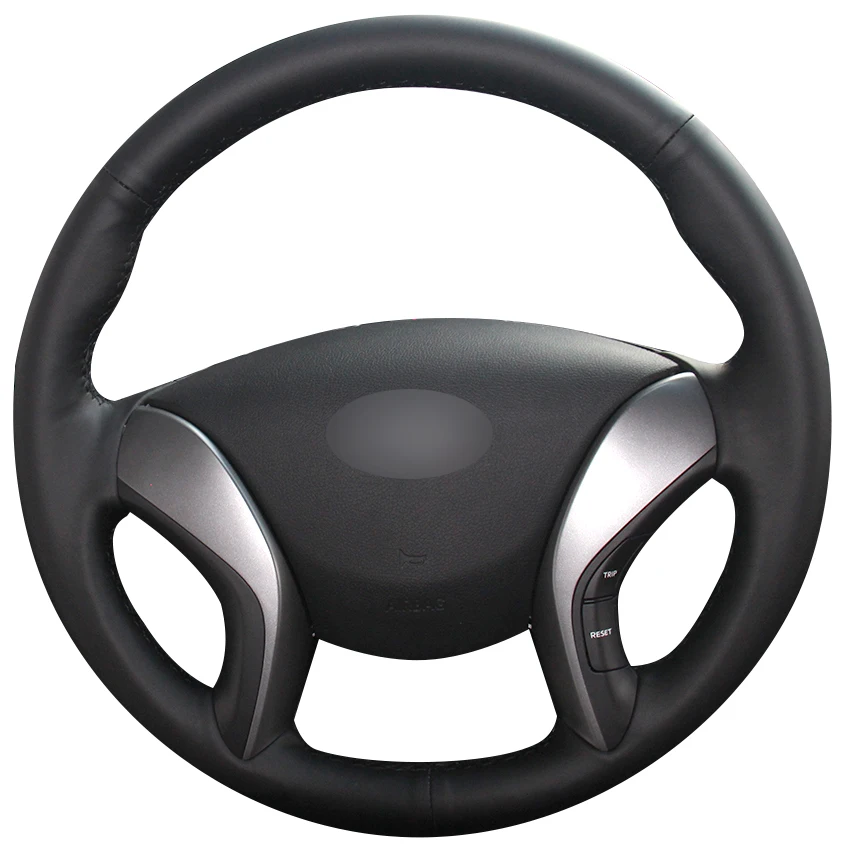 Черный чехол из натуральной кожи для Hyundai Elantra 2011 2016 Avante i30 2012 2016|car steering wheel cover|steering