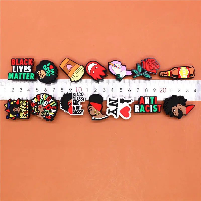 

1pcs Black Lives Matter Shoe Charms Rights Protection Prayer Melanin Bullet Shoe Accessories Decoration Fit Croc Jibz Kids Gifts