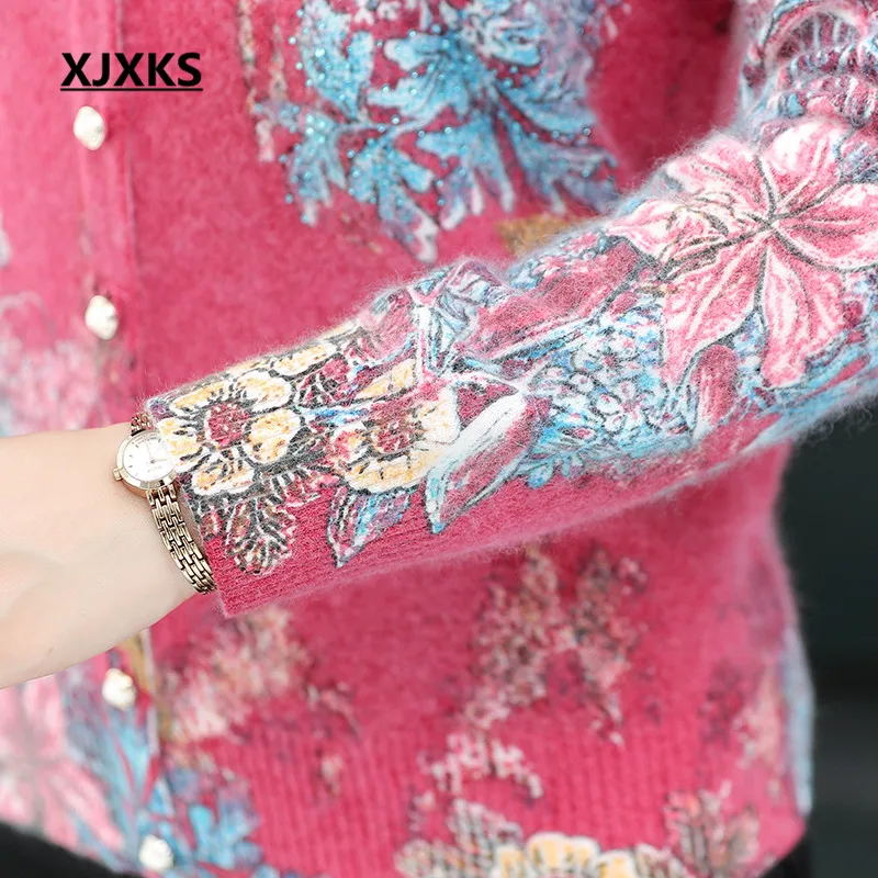 Женский кардиган XJXKS осенне-зимний Свободный из норкового кашемира размера плюс