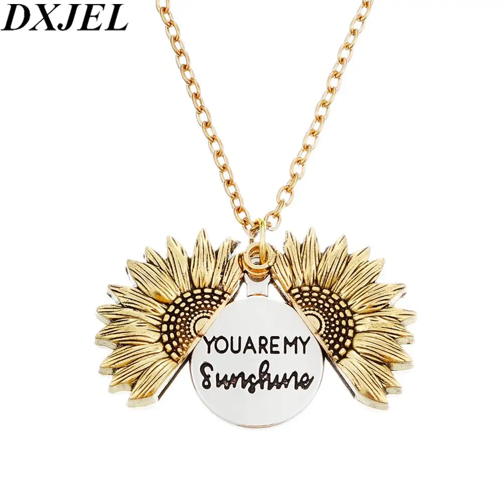 DXJEL You это мое ожерелье солнце двусторонний подсолнечник подвеска для женщин