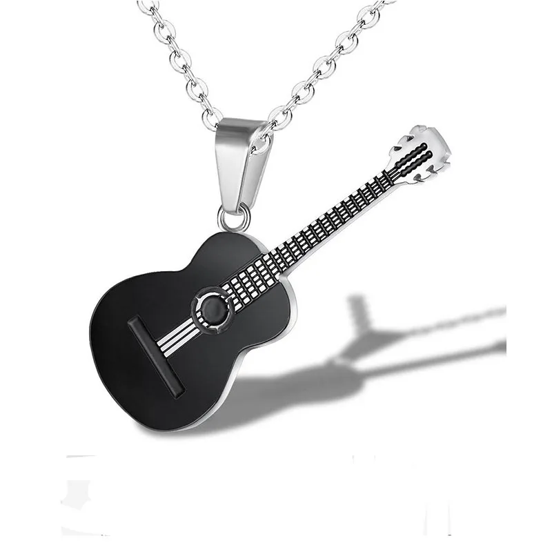 Trendy Music Guitar Necklace&ampPendant for Men Women Gold Silver Color Stainless Steel Jewelry Collier Guitare Jewellery | Украшения и