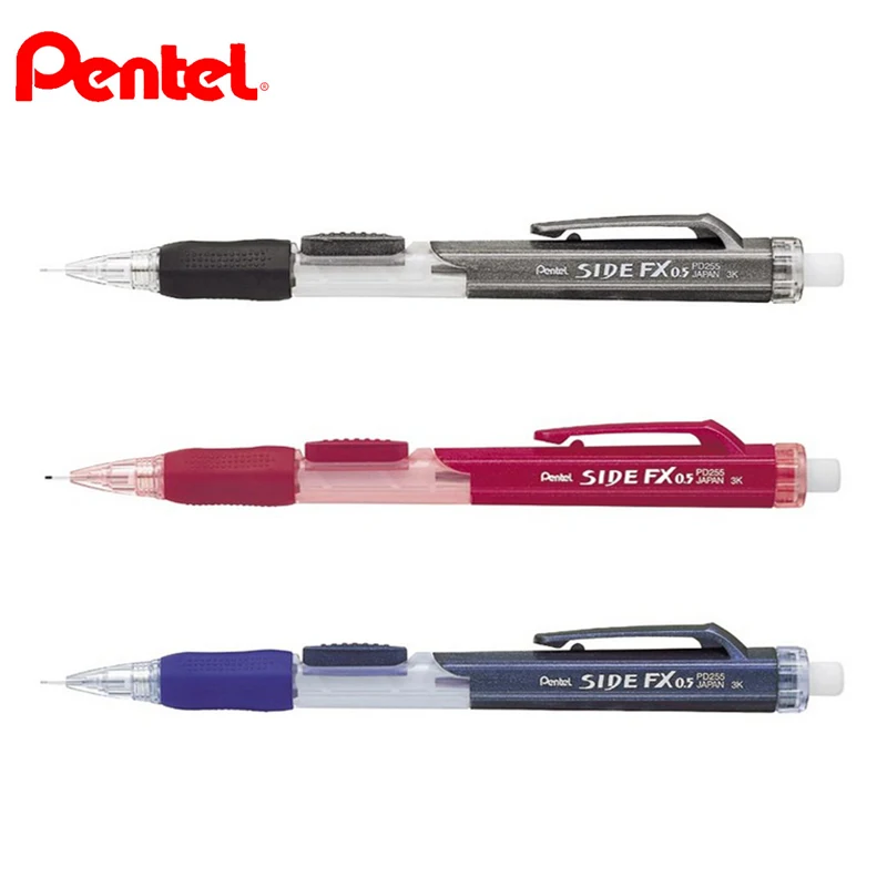 

3 pcs/pack Pentel PD255 Mechanical Pencil 0.5mm side automatic pencil pencil eraser Japan Black/Blue/Red Color