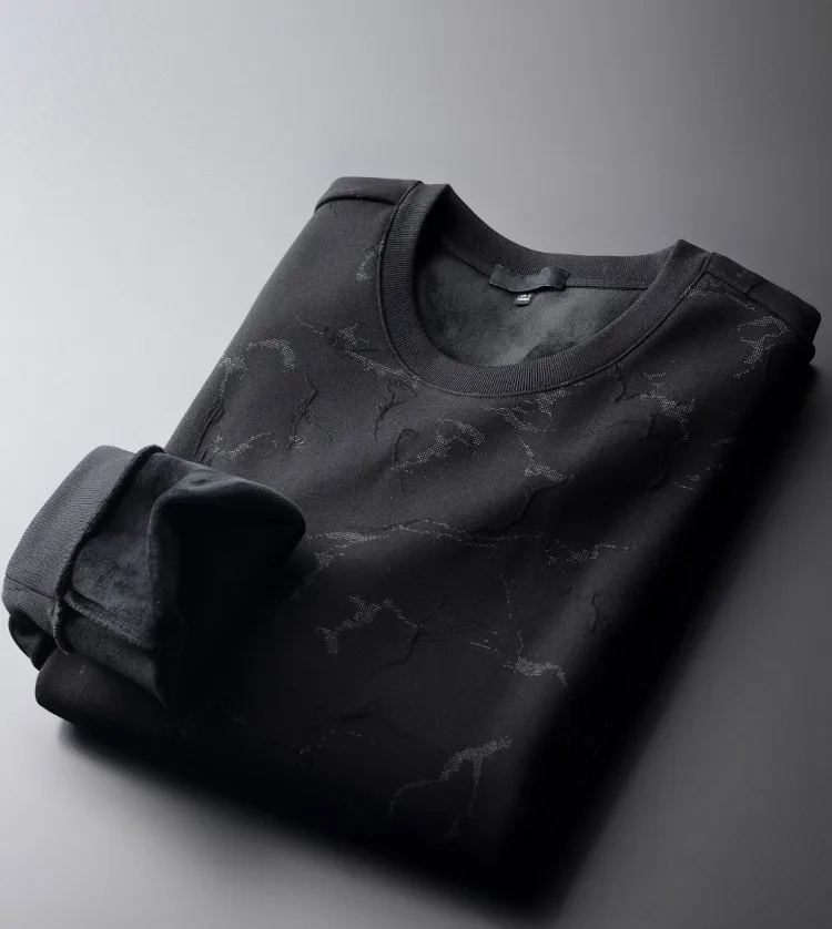 

Brand Winter Add Velvet Sweatshirt Male Luxury Round Collar Jacquard Mens Hoodies Fashion Slim Fit Sweatshirt Men Plus Size 4XL