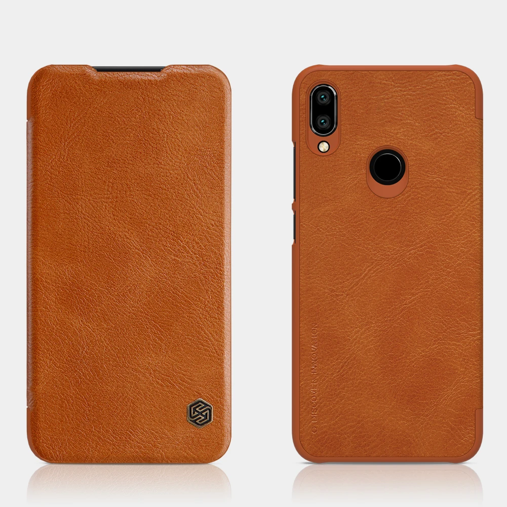 Чехол для Xiaomi Redmi Note 7 серии Nillkin Qin из натуральной винтажной кожи с откидной