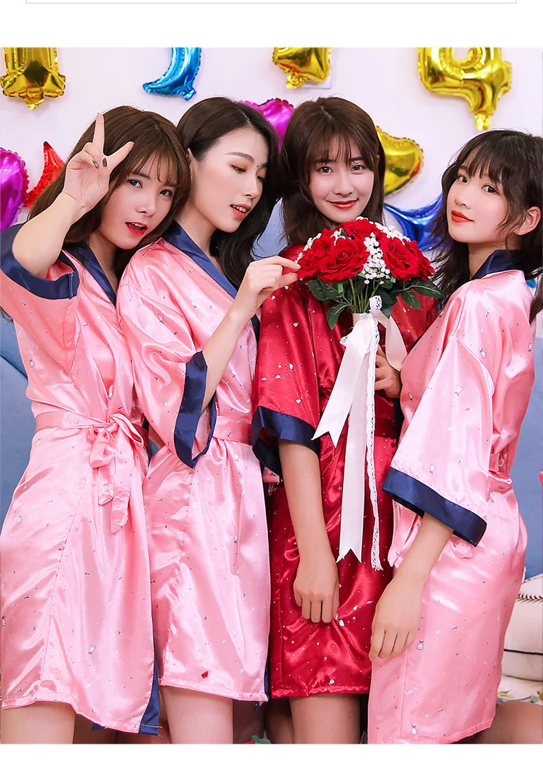 Повседневные халаты для подружки невесты новый сексуальный шелковый халат