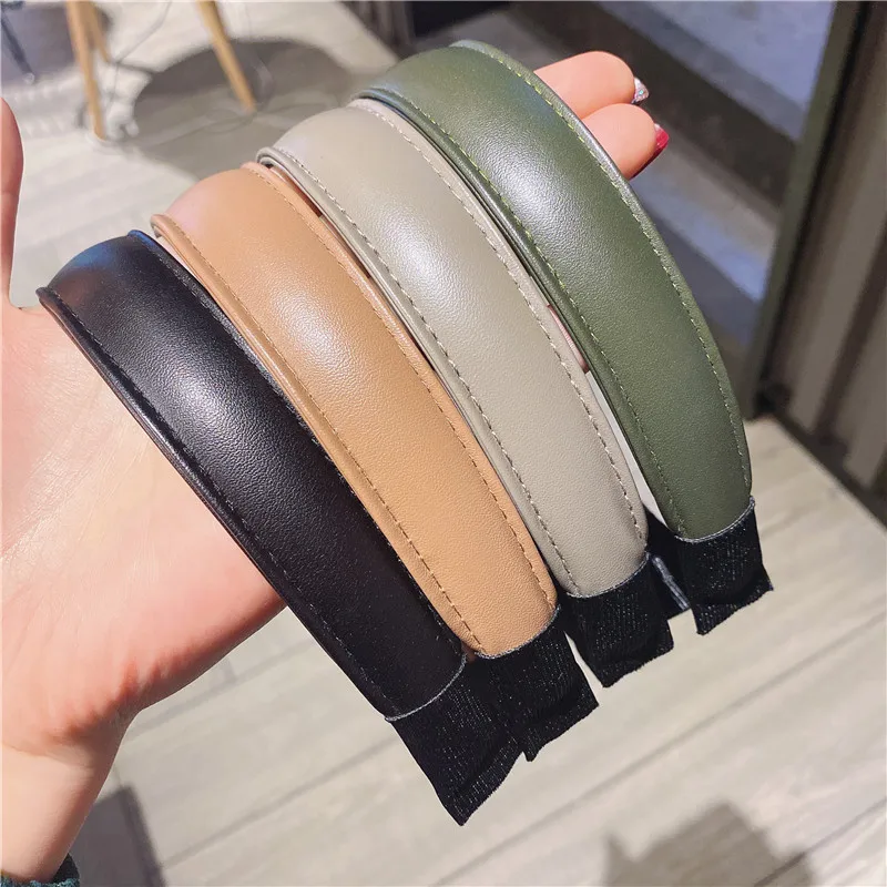 

New PU Leather Hairbands Headband Women Girls Elegant Hair Bands Bezel Hoops Headwear For Hair Fashion Female Hair Accessories