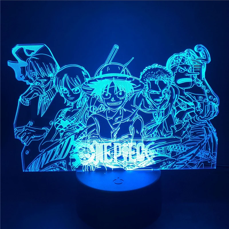 Одна штука 3D ночные огни Зоро Луффи игрушки Санджи и нами освещение меняющее цвет