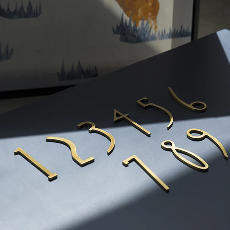 Золотые латунные цифры декоративные настенные номера дверей дверные тарелки для