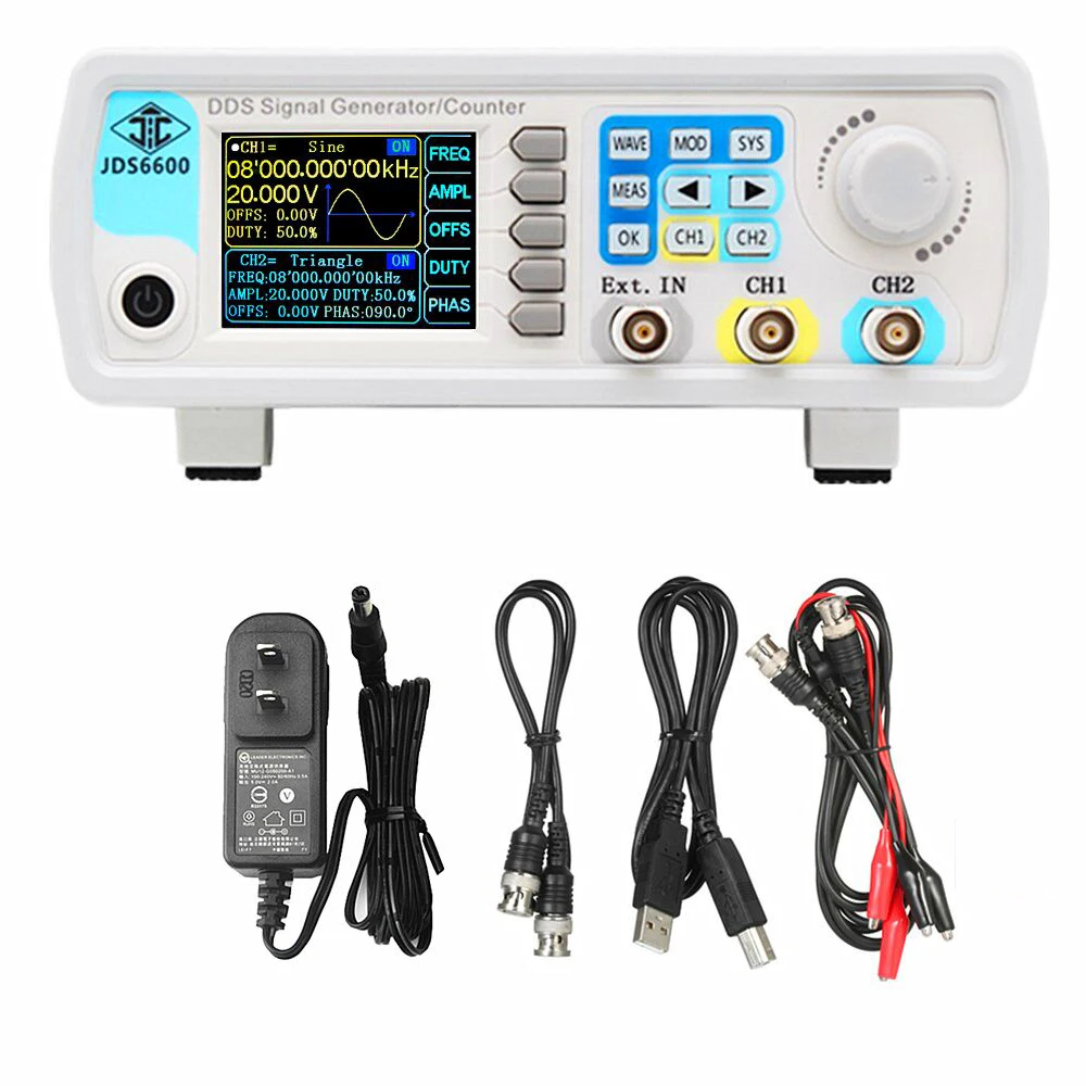 JUNTEK JDS6600 30M 30 МГц DDS генератор сигналов с цифровым управлением двухканальный