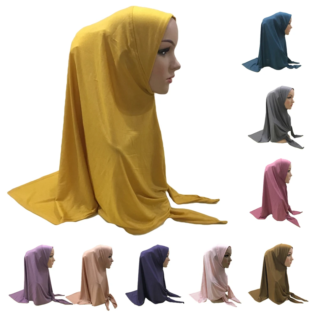 

One Piece Amira Hijab Women Muslim Instant Ready To Wear Hijabs Scarf Wrap Islamic Headscarf Turban Arab Prayer Hijabs Caps Hats