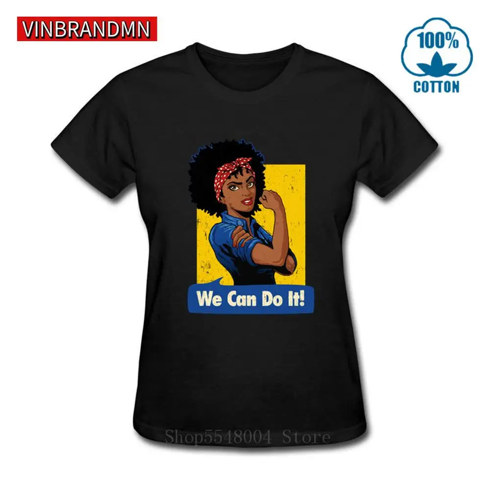 Винтажная Футболка Wonder женские футболки с надписью We Can Do It черная футболка