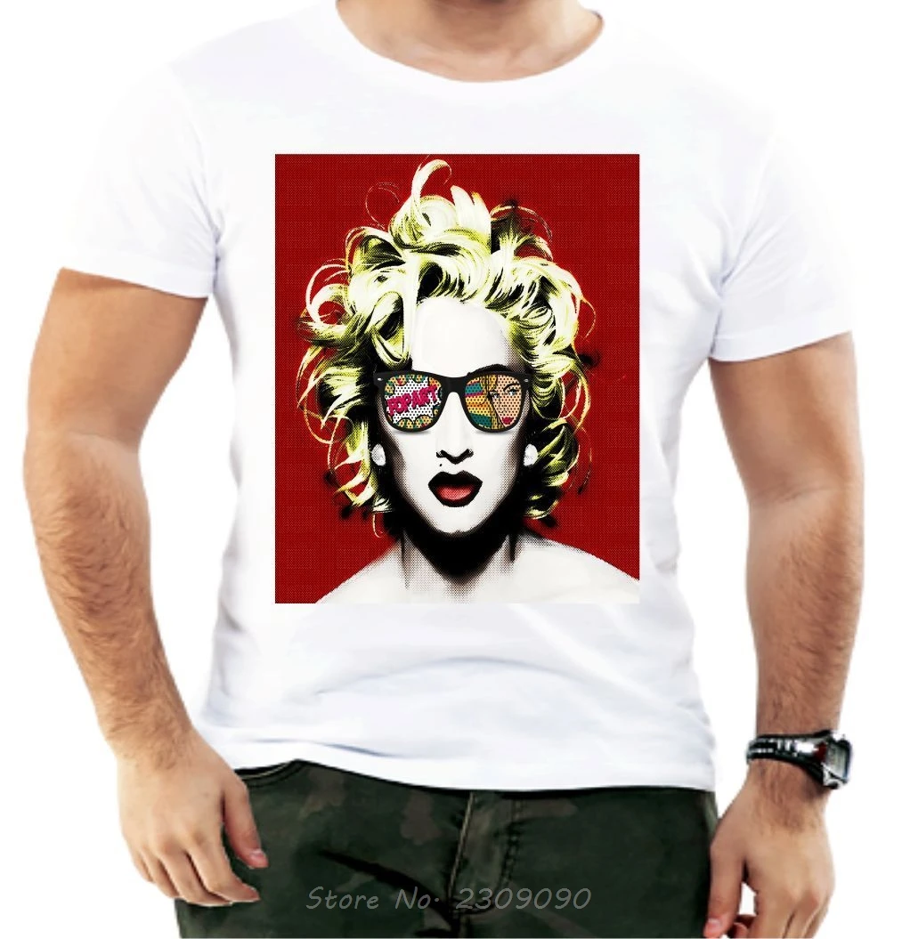 Мужская хлопковая футболка с изображением Мадонны певицы музыки в стиле поп-арт